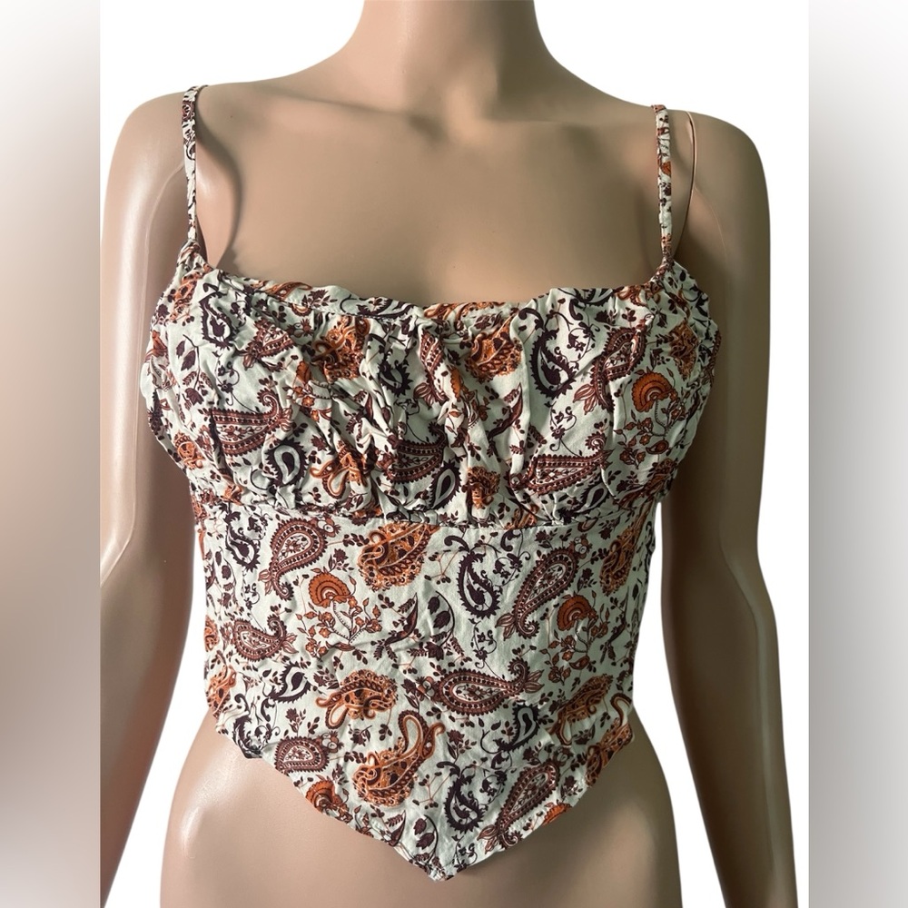 Stella Tweed Paisley Camisole in Brown and Cream